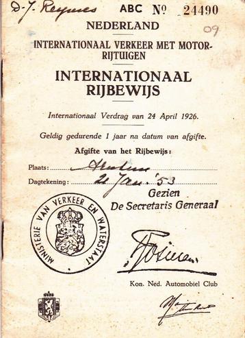 INTERNATIONAAL VERKEER    RIJBEWIJS beschikbaar voor biedingen