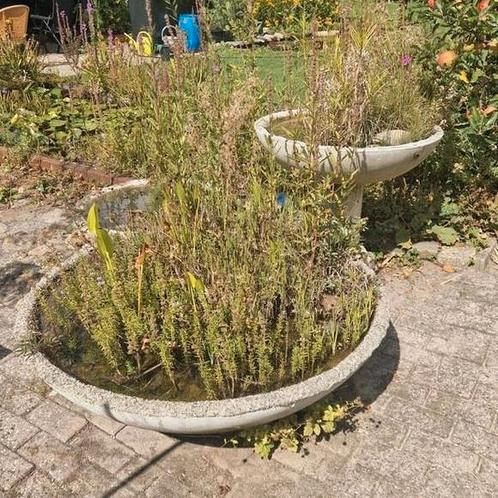 Stenen Waterschaal - 120cm Doorsnede, Tuin en Terras, Waterpartijen en Fonteinen, Gebruikt, Waterornament, Beton, Ophalen