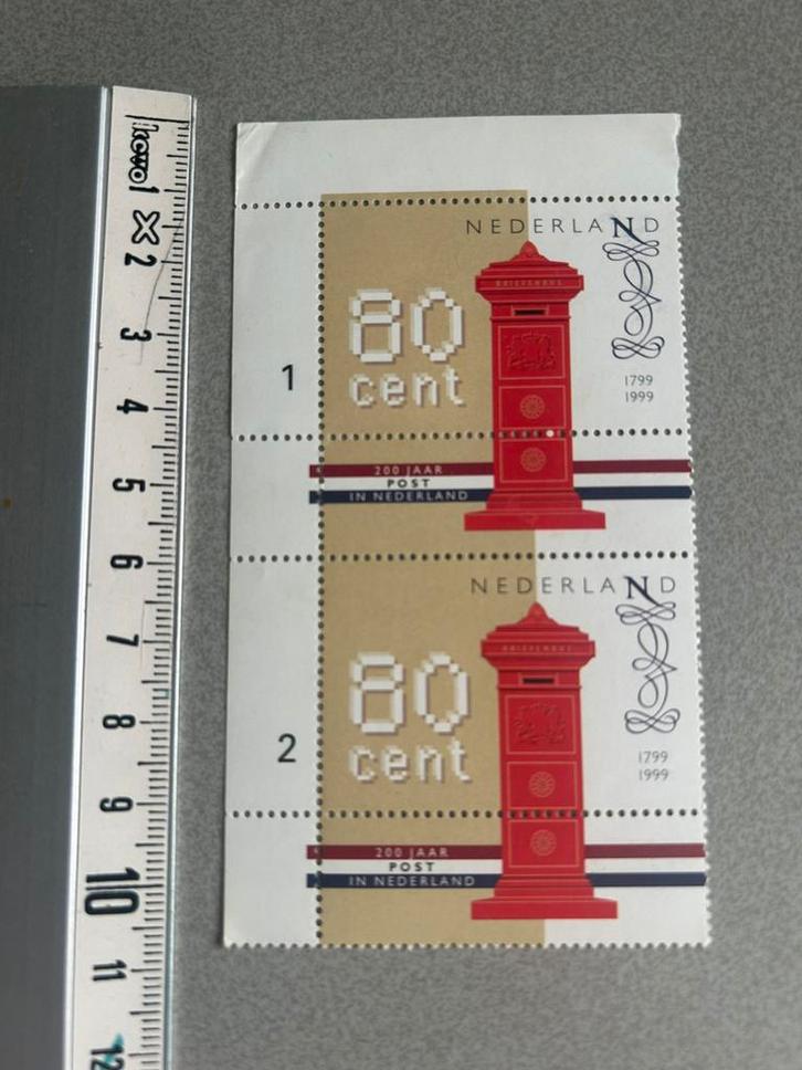 Postfris blokje van 2 stuks 1799-1999 met tab, Postzegels en Munten, Postzegels | Nederland, Postfris, Na 1940, Ophalen of Verzenden