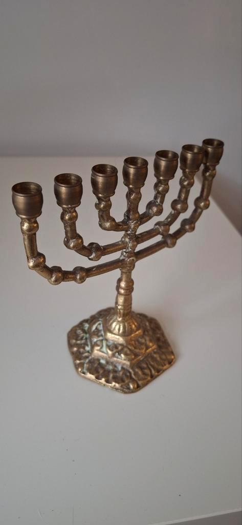 Mini menorah 7 arms 11 cm €22, Antiek en Kunst, Antiek | Kandelaars, Koper of Brons, Ophalen of Verzenden