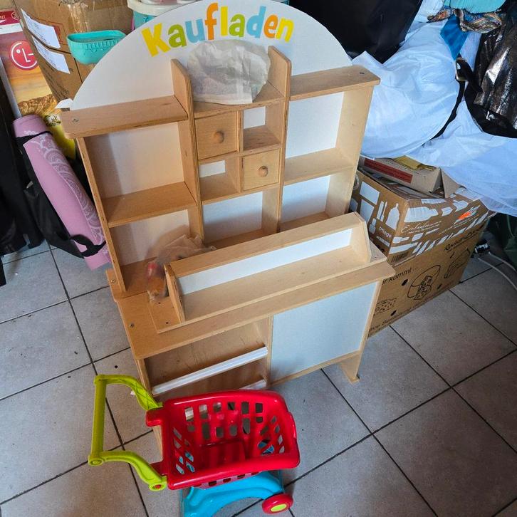 Koopmanswinkel incl Accs, Winkelwagen,Winkelmandje,..., Kinderen en Baby's, Speelgoed | Speelkeukens, Zo goed als nieuw, Ophalen