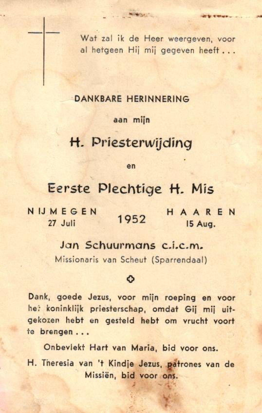 Schuurmans Jan Nijmegen 1952 Haaren, Ophalen of Verzenden