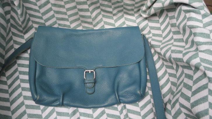 Keecie, leren tas, Flora en Fauna, blauw, faded blue, Sieraden, Tassen en Uiterlijk, Tassen | Schoudertassen, Gebruikt, Overige merken