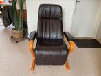 Deense  Design Relaxfauteuil Leder Bruin, Huis en Inrichting, Fauteuils, Ophalen, Gebruikt, Deens, Hout