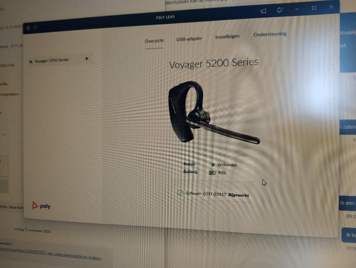 headset Poly Voyager B5200, Computers en Software, Headsets, Gebruikt, On-ear, Draadloos, Inklapbare microfoon, Mute-functie, Volumeregelaar