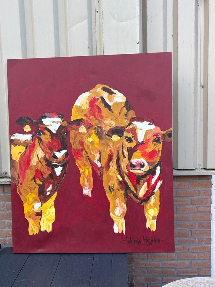 Schilderij van Koeien door Wilma Heijen, Antiek en Kunst, Kunst | Schilderijen | Klassiek, Ophalen