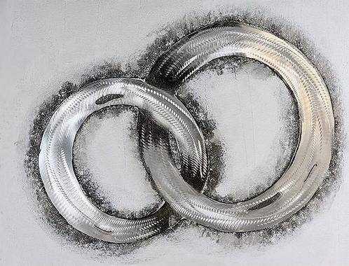 Schilderij: Ringen - Vogel - Vlinder - Fietsers enz., Antiek en Kunst, Kunst | Schilderijen | Modern, Ophalen of Verzenden