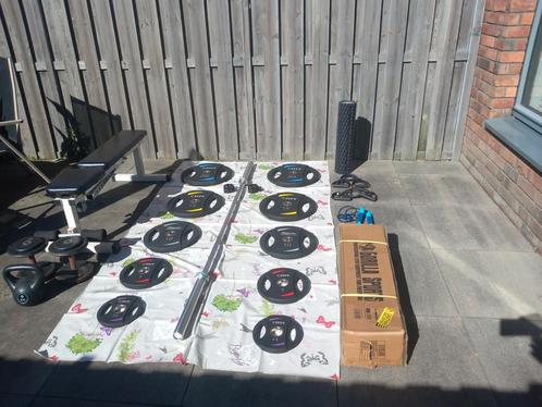 Home gym fitness spullen: o.a. barbell, schijven en meer, Sport en Fitness, Fitnessmaterialen, Zo goed als nieuw, Overige typen