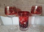 Antieke bordeaux rode bohemian glazen, Ophalen of Verzenden, Zo goed als nieuw, Overige typen