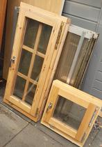 2 Zgan Houten draai/kiepramen  met kozijn, Ophalen, Binnendeur, Minder dan 200 cm, Glas