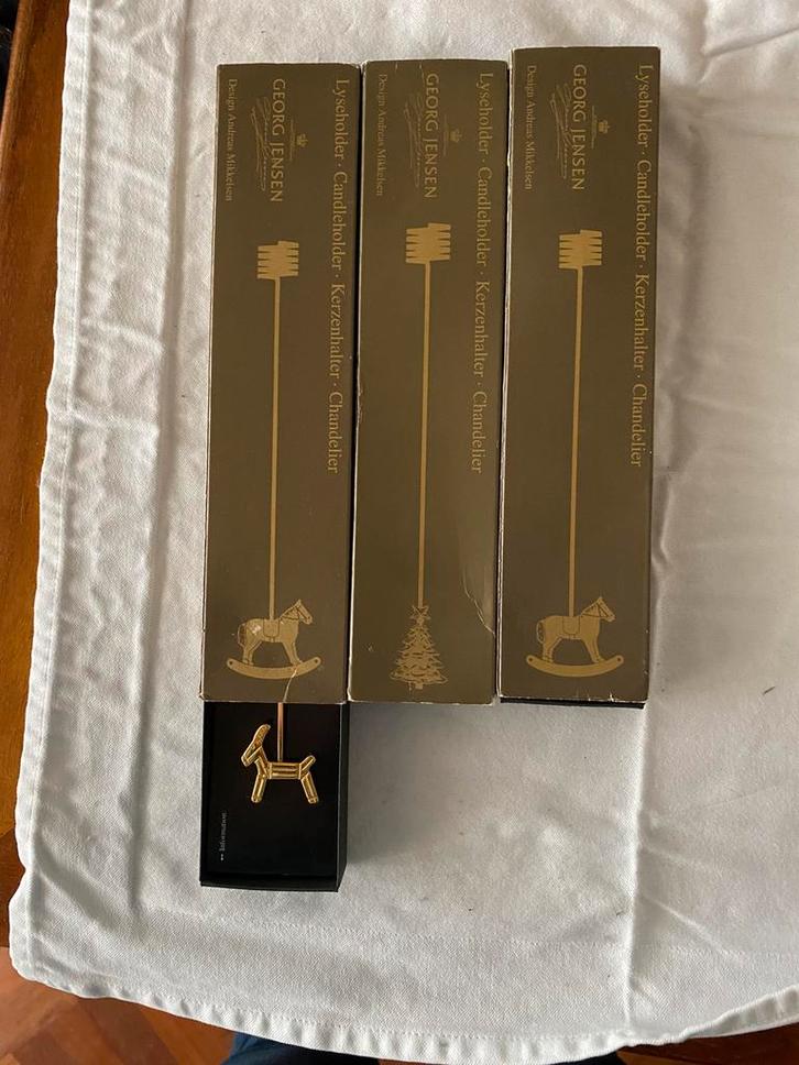 3 Georg Jensen kaarshouders 1993, 1996 en 1998, Huis en Inrichting, Woonaccessoires | Kandelaars en Kaarsen, Gebruikt, Kandelaar