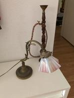 Antieke Koperen Lamp met Melkglas, Ophalen of Verzenden, Gebruikt, Glas, Minder dan 100 cm