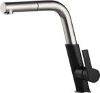 Luxe keukenkraan met handdouche, RVS/zwart, Deante Silia, Verzenden, Nieuw