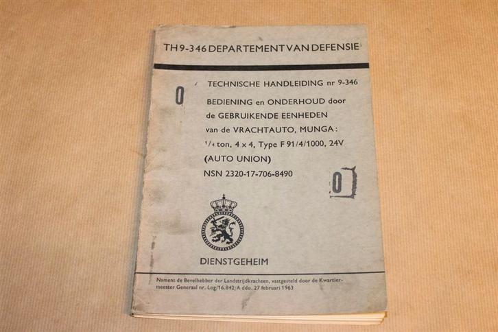 Techn. handleiding vrachtauto Munga - Defensie 1963, Boeken, Vervoer en Transport, Gelezen, Tractor en Landbouw, Ophalen of Verzenden