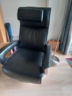 Zwarte lederen relaxfauteuil van Prominent, Huis en Inrichting, Fauteuils, Ophalen, Gebruikt, Minder dan 75 cm, Leer