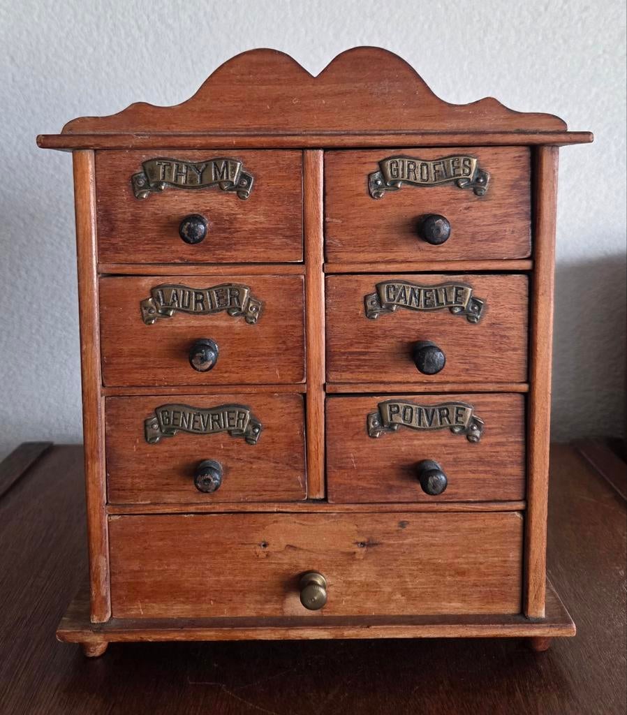 Antieke Franse houten kruidenkastje, Antiek en Kunst, Ophalen of Verzenden