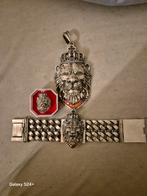 Zilveren Leeuwenkop Sieradenset - Koningswaardig!, Met edelsteen, Ophalen of Verzenden, Zo goed als nieuw, Zilver