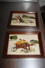 schilderijtje 20 bij 16 cm geborduurd diversen, Minder dan 50 cm, Gebruikt, Overige typen, Ophalen of Verzenden