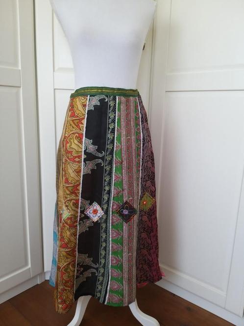 Nieuwe zuiver zijde ibiza boho hippie spiegeltjes rok,maat L, Kleding | Dames, Rokken, Nieuw, Maat 42/44 (L), Zwart, Onder de knie