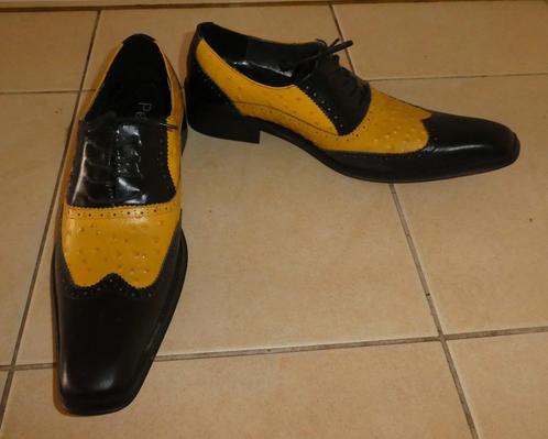 Pellini brogues maat 40 retro jaren 50 stijl zwart geel leer, Kleding | Heren, Schoenen, Nieuw, Veterschoenen, Zwart, Verzenden