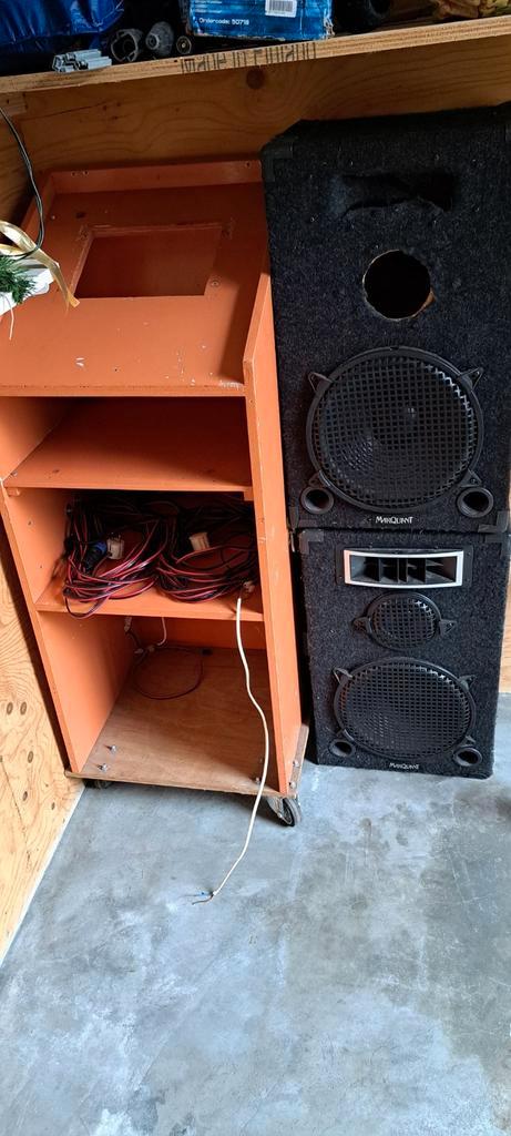 Dj wagen op wielen met 2 marqunt speakers, Audio, Tv en Foto, Luidsprekers, Gebruikt, Overige merken, Ophalen