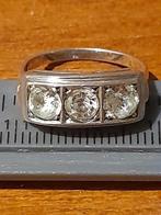 Oude Zilveren Ring 835 met Witte Steentjes, Sieraden, Tassen en Uiterlijk, Ringen, Ophalen of Verzenden