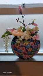 Decopatch vaas met zijden bloemen - Utrecht, Ophalen of Verzenden