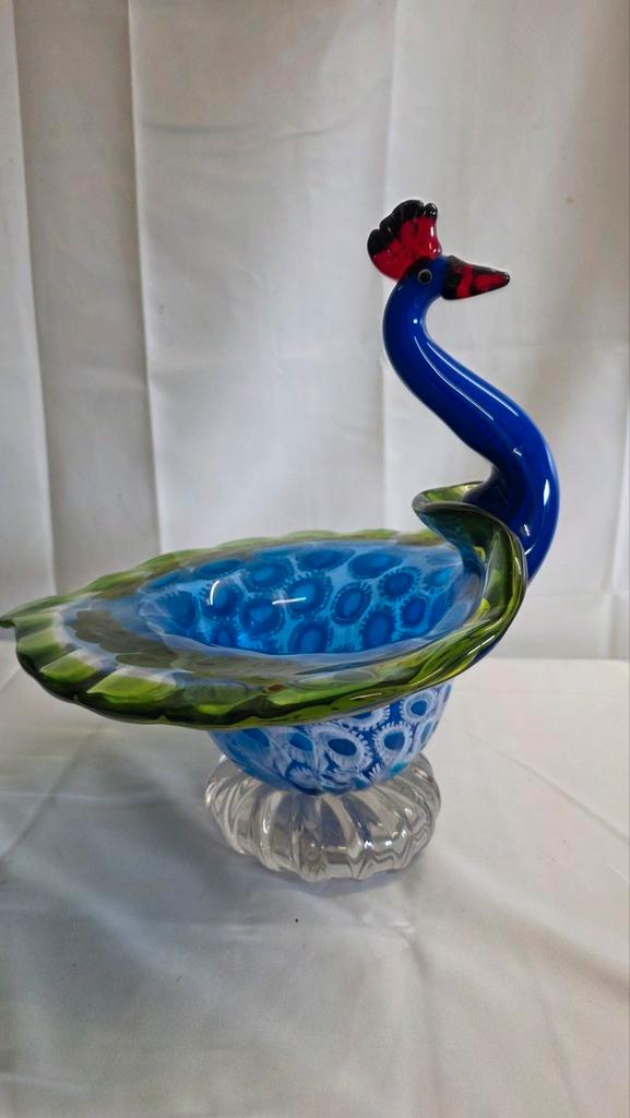 Glazen pauw – Millefiori stijl – ca. jaren 60, Antiek en Kunst, Antiek | Glas en Kristal, Ophalen of Verzenden
