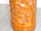 Vintage Chinese bamboe vaas/ penselen-pot snijwerk, Antiek en Kunst, Ophalen of Verzenden