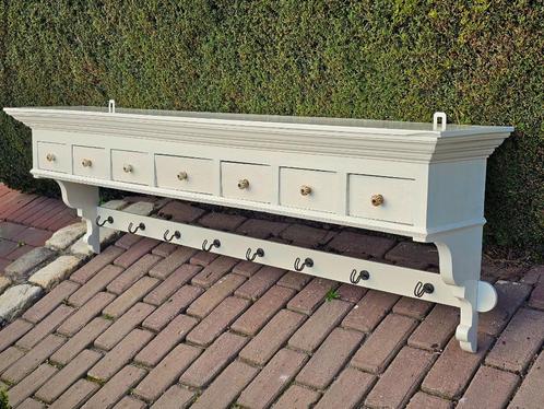 GROOT oud rek kapstok met 7 lades + 8 haken / schap regaal, Huis en Inrichting, Woonaccessoires | Kapstokken, Wandkapstok, Minder dan 100 cm