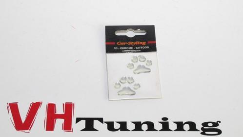 Car styling 3D sticker chroom kat / hond pootjes, Verzamelen, Stickers, Nieuw, Dier en Natuur, Ophalen of Verzenden
