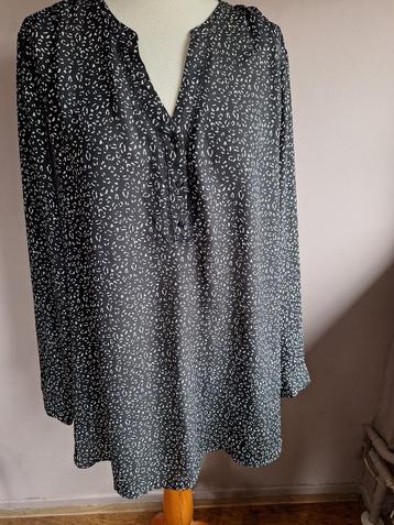 Nieuwe zwarte lange top print van Miss Etam, maat 50 beschikbaar voor biedingen