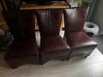 3x Lederen eetkamerstoel op wielen gratis, Huis en Inrichting, Stoelen, Ophalen, Zo goed als nieuw, Drie