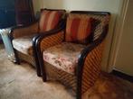4 Riet/Rotan Stoelen met Kussens, Huis en Inrichting, Fauteuils, Ophalen, Minder dan 75 cm, 50 tot 75 cm