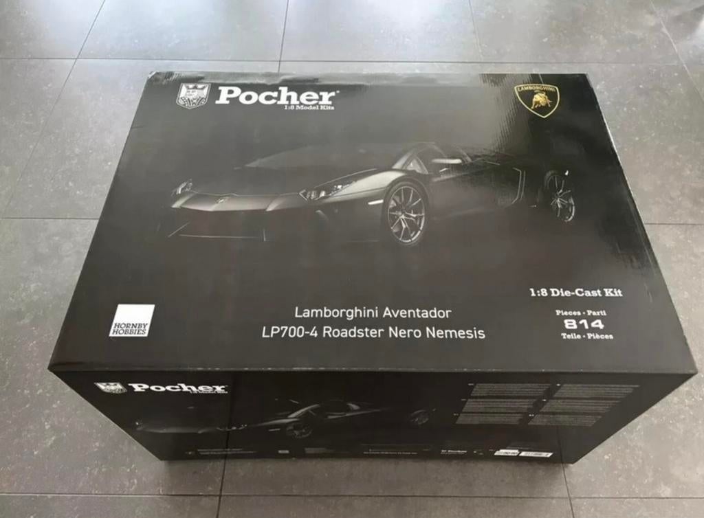 Pocher 1:8 Lamborghini Aventador Roadster - Nero Nemesis, Auto, Groter dan 1:32, Nieuw, Ophalen