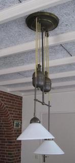 hanglamp koper messing, Huis en Inrichting, Lampen | Hanglampen, Ophalen, Gebruikt, Glas, 75 cm of meer