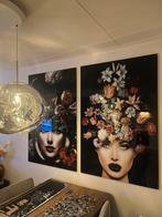 Plexiglas vrouw bloemen 100x150cm, Ophalen of Verzenden, Zo goed als nieuw, Schilderij, 75 cm of meer