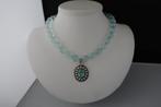 TOPAAS ketting/oorhanger-set, Verzenden, Zilver, Met edelsteen