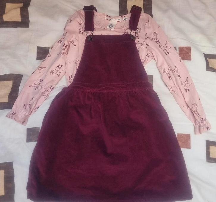 Tweedelige meisjesjurk maat 128, Kinderen en Baby's, Kinderkleding | Maat 128, Zo goed als nieuw, Meisje, Jurk of Rok, Ophalen of Verzenden