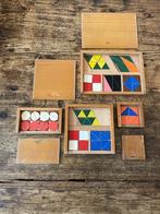 Vintage houten kistjes mozaïek spel/blokjes jaren 50/60, Ophalen of Verzenden