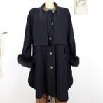 Stizzoli wol cape jas met sjaal faux bont manchetten 50 xxl, Kleding | Dames, Jassen | Winter, Verzenden, Zwart, Maat 46/48 (XL) of groter