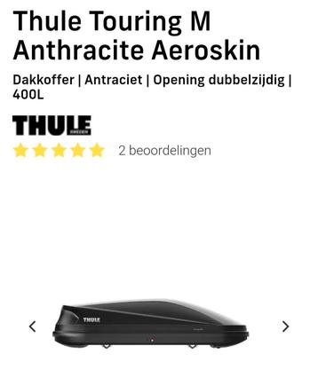 Thule dakkoffer maar 1x gebruikt nog als nieuw !! beschikbaar voor biedingen