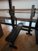 Fitness: bankdrukkset, schijven, extra losse bank, Ophalen, Zo goed als nieuw, Krachtstation