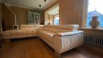 Grote beige leren hoekbank, loungebank merk Shillig, Huis en Inrichting, Ophalen, Gebruikt, Leer