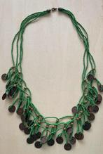 Boho Ketting met muntjes Romy antik Anna sissel, Sieraden, Tassen en Uiterlijk, Ophalen of Verzenden, Zo goed als nieuw, Groen