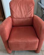 Te koop leuk rood stoeltje/ fauteuil, velours, Ophalen, 75 tot 100 cm, Stof, 50 tot 75 cm