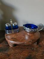 Vintage cobalt blauw glas met Chrome melkkan, Ophalen of Verzenden, Huis en Inrichting