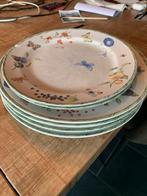 Ontbijt & Diner Borden met Bloemen en Vlinders, Huis en Inrichting, Ophalen, Gebruikt, Bord(en), Overige stijlen