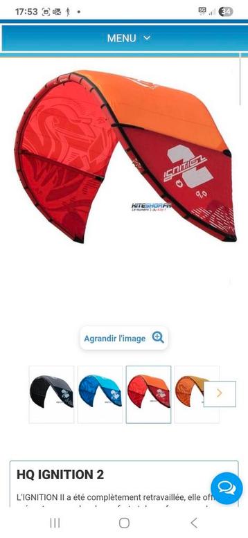Nieuwe set HQ ignition 2 9.0 kite met bar beschikbaar voor biedingen