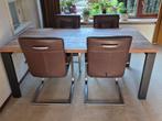 Eettafel met 4 stoelen van H & H., Huis en Inrichting, Tafels | Eettafels, Ophalen, 50 tot 100 cm, Zo goed als nieuw, 150 tot 200 cm